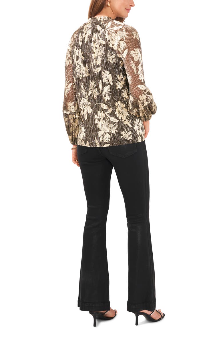Vince Camuto Metallic Floral Print Blouse, Alternate, color, 