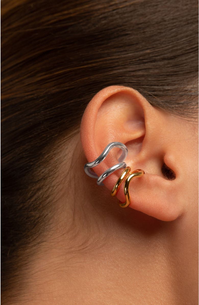 PIERETTI Naeva double ear cuff, Alternate, color, Silver Plated