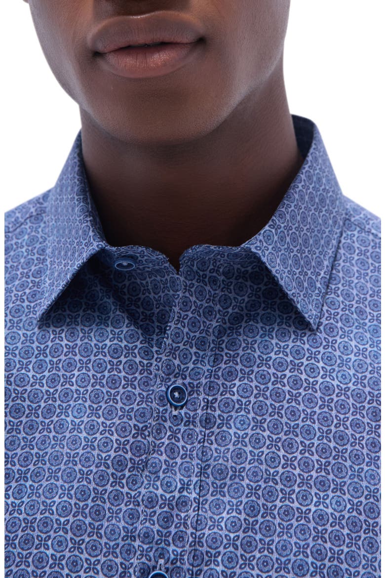 Julian Shaped Fit Stretch Cotton Button-Up Shirt, Alternate, color, INDIGO