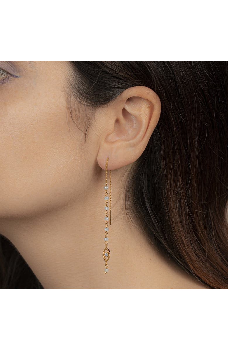 Karma and Luck Flowing Frequency - Aquamarine Evil Eye Earrings, Alternate, color,