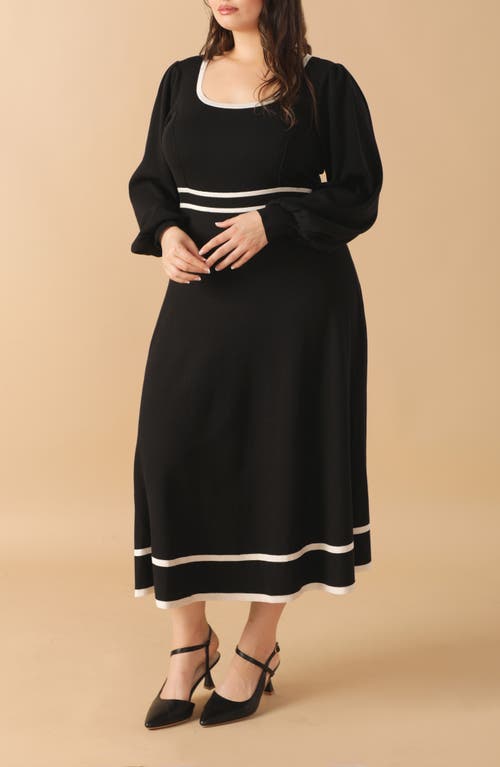 Flying Tomato Contrast Trim Sweater Midi Dress In Multi