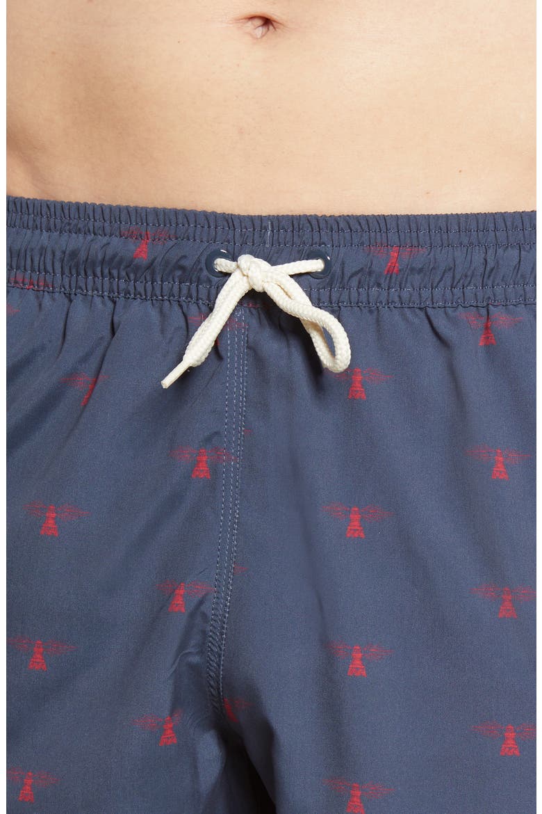 Coastal Print Swim Trunks, Alternate, color, NAVY