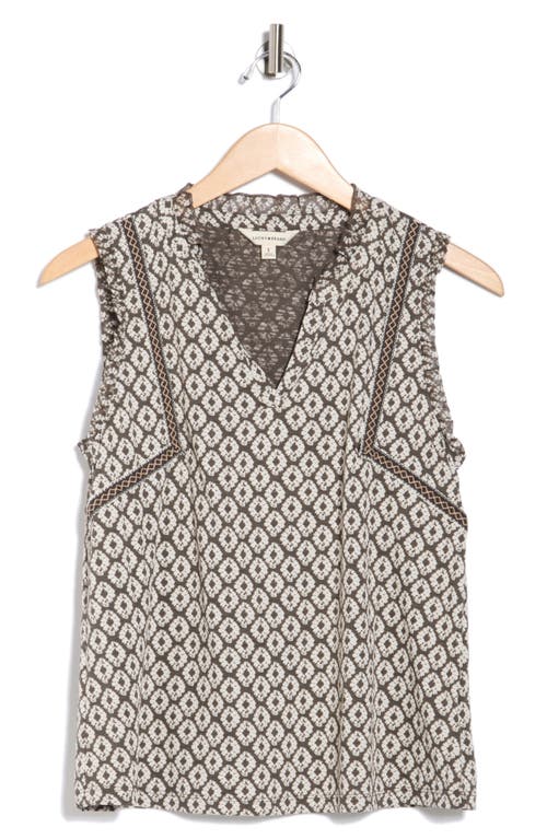 Lucky Brand Split Neck Tank In Brown