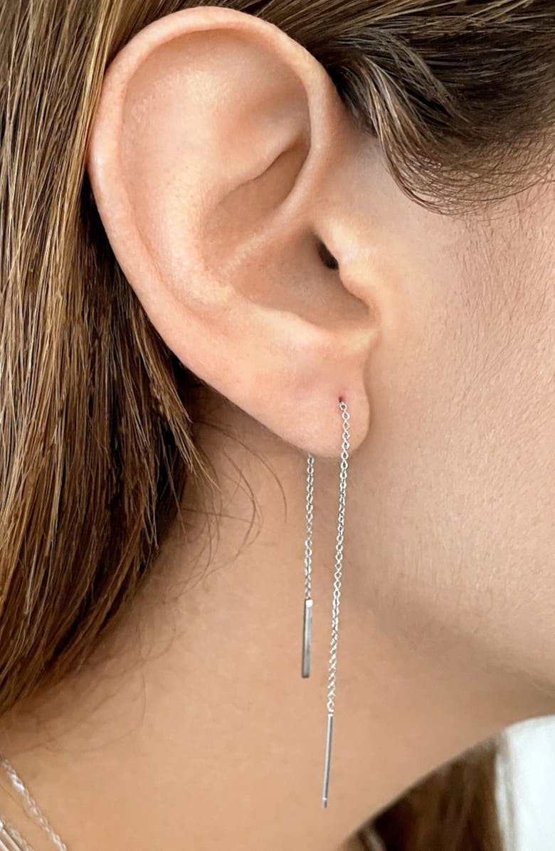 Adornia Water Resistant Threader Earrings, Alternate, color, Silver