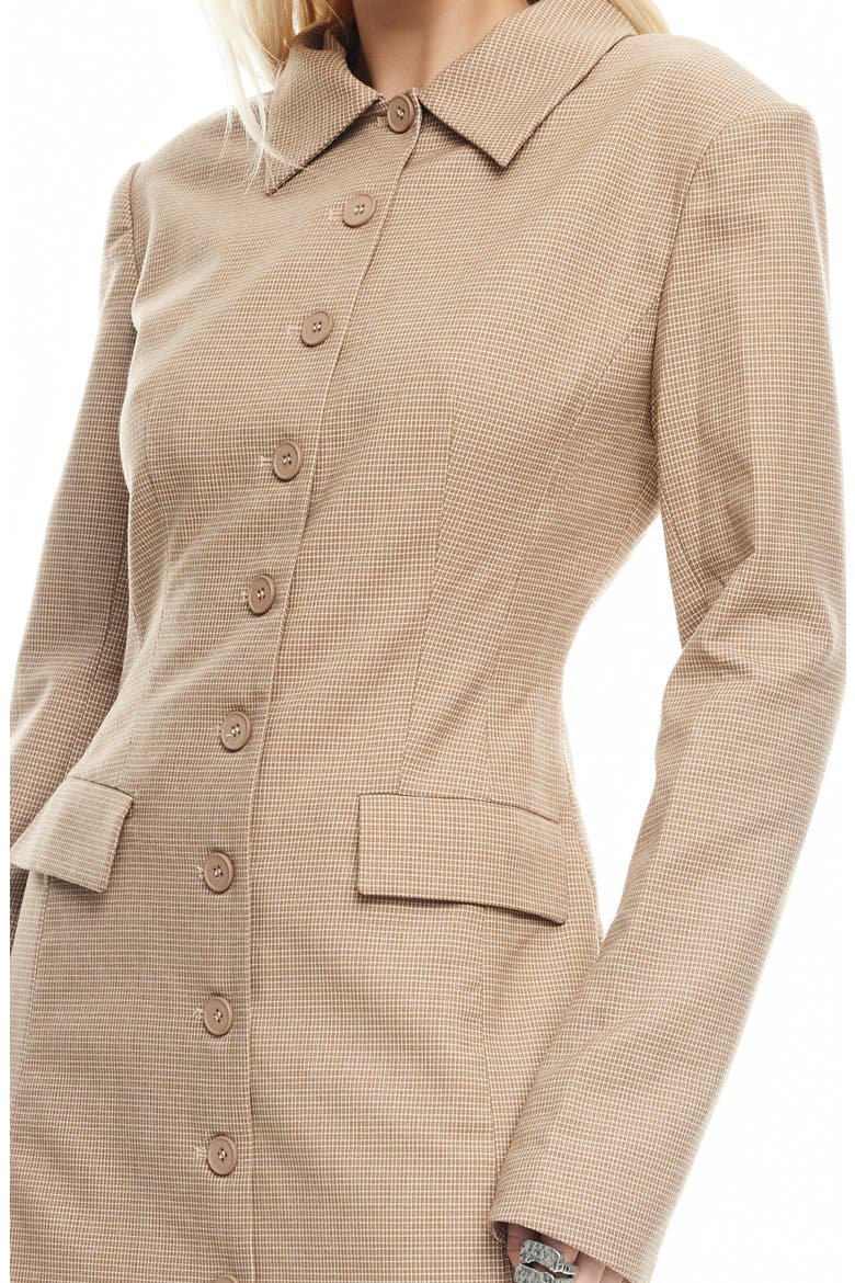 Cheri Long Sleeve Minidress, Alternate, color, TAN PLAID