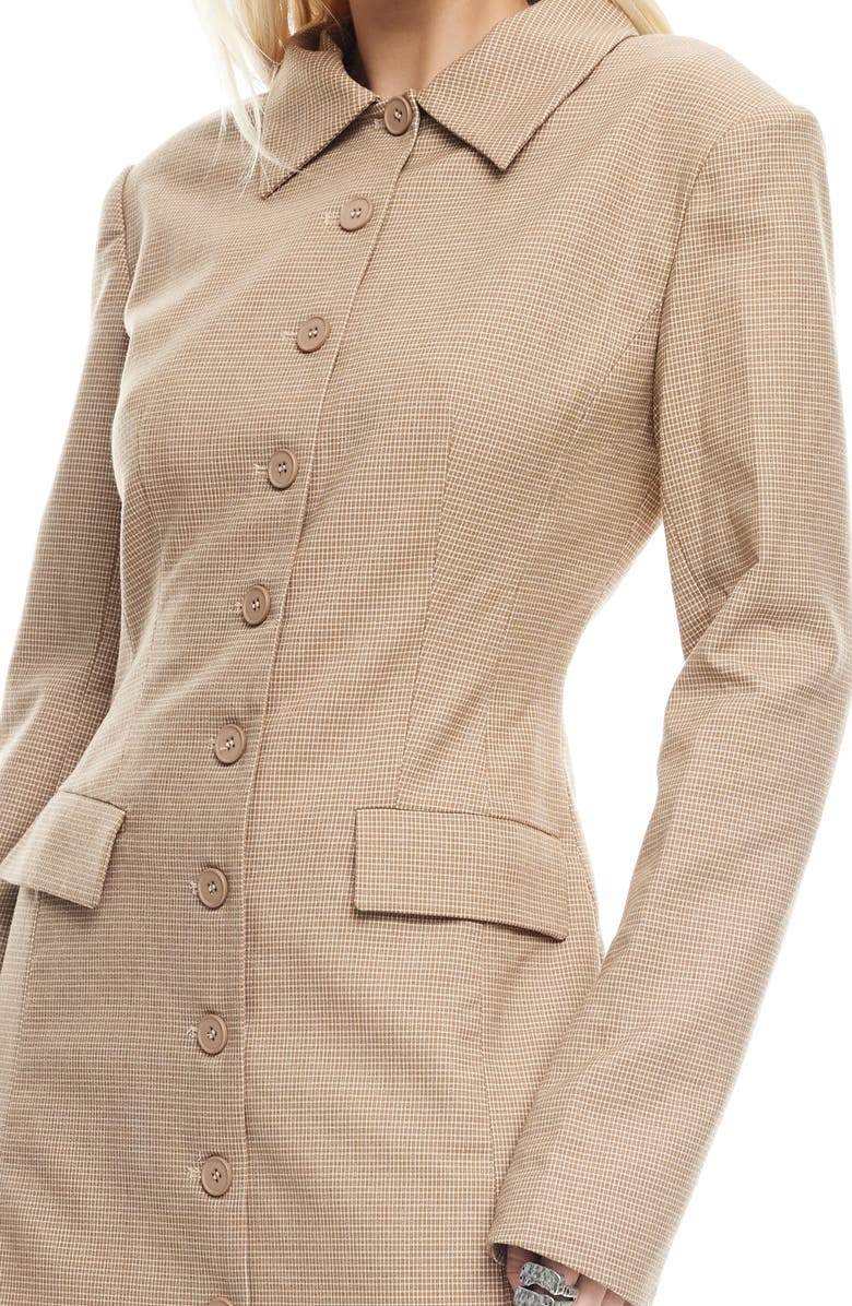 LIONESS Cheri Long Sleeve Minidress, Alternate, color, Tan Plaid