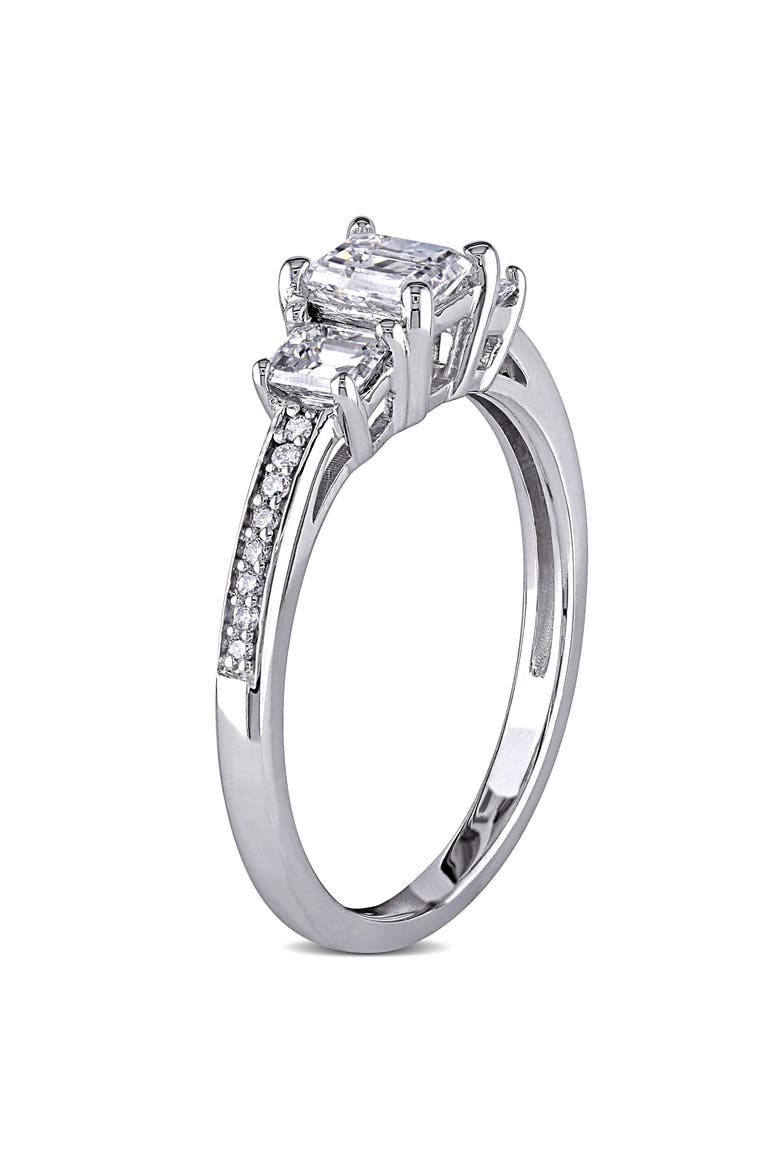 Diamond Emerald 3-Stone Ring 14k, Alternate, color, 14K White Gold