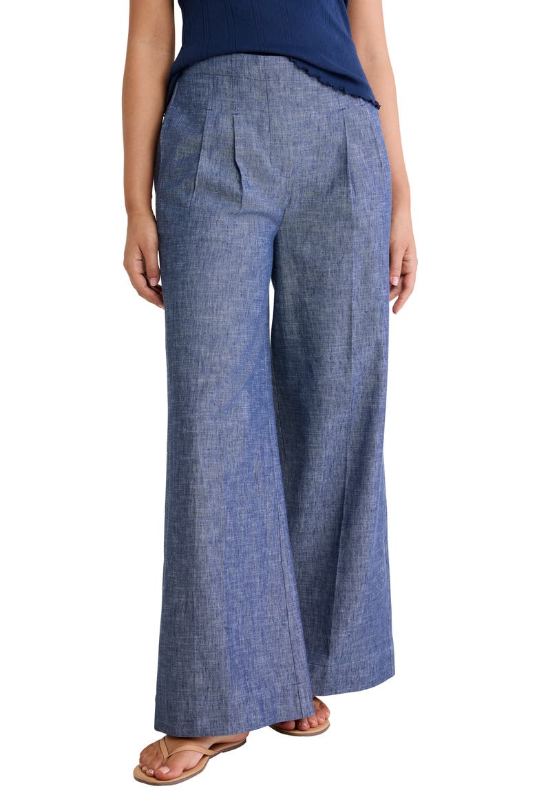 Ellis Wide Leg Chambray Pants, Main, color, INDIGO MIX