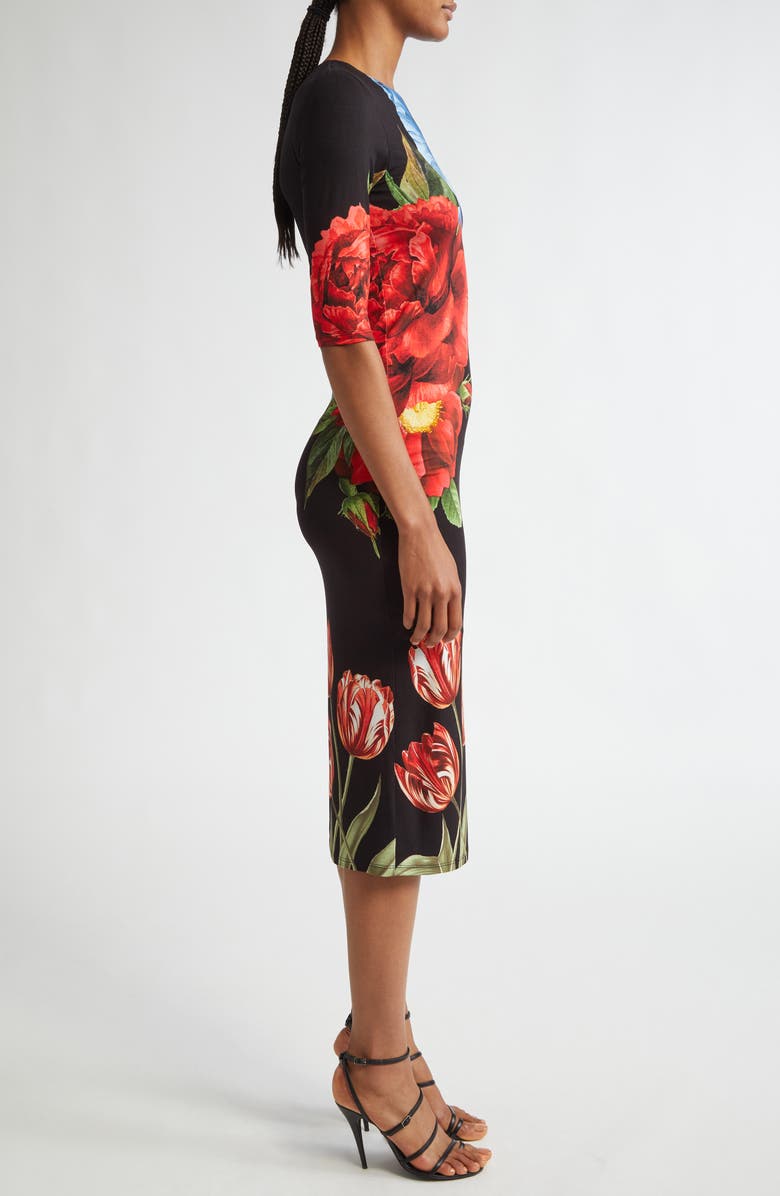 Alice + Olivia Delora Floral Midi Dress, Alternate, color, 
