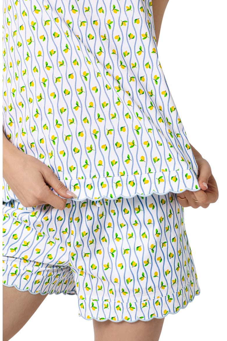 Print Organic Cotton Poplin Short Pajamas, Alternate, color, LIMONCELLO STRIPE