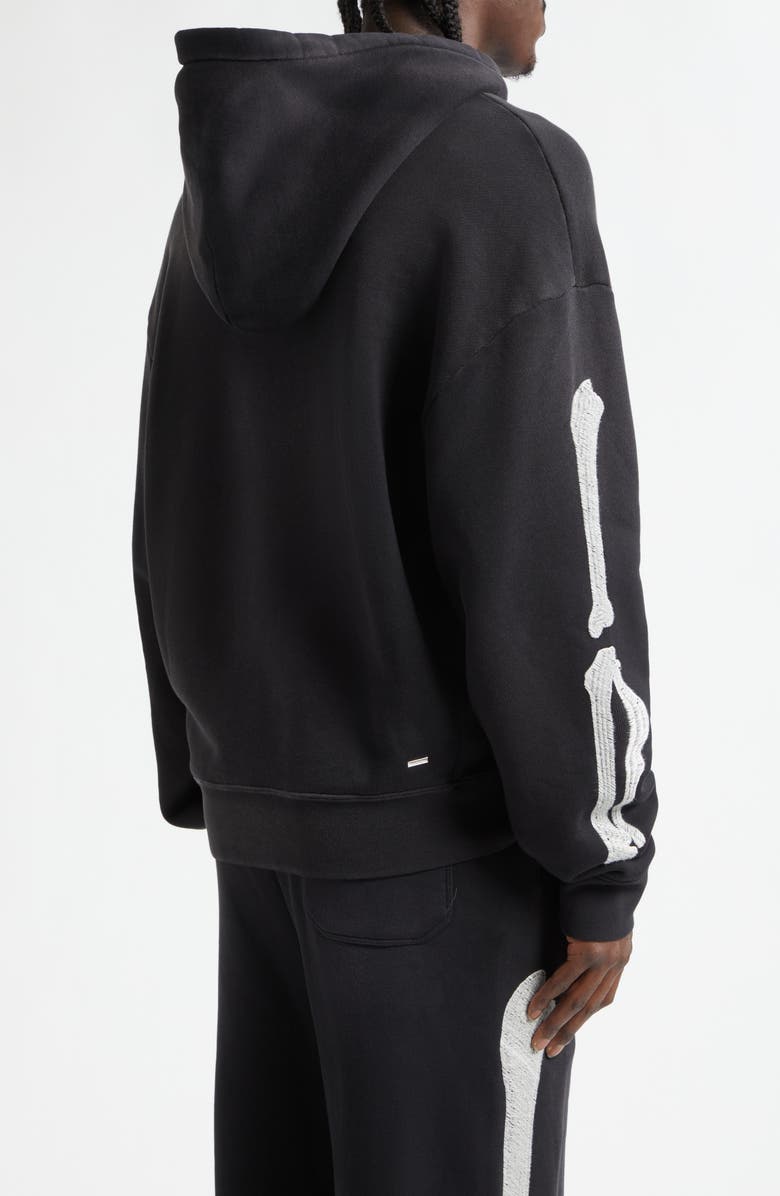 AMIRI Bones Oversize Cotton French Terry Hoodie, Alternate, color, Black