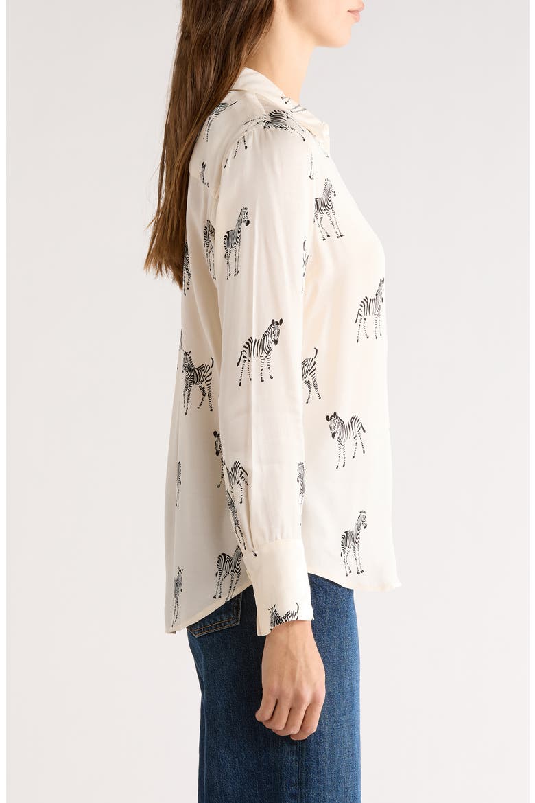 Saige Zebra Print Button-Up Shirt, Alternate, color, IVORY ZEBRA