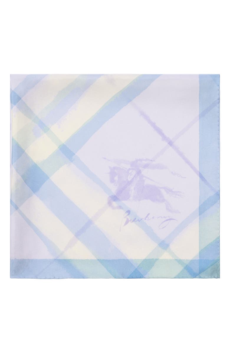 Burberry Watercolor Check EKD Silk Twill Square Scarf, Alternate, color, Lilac Purple
