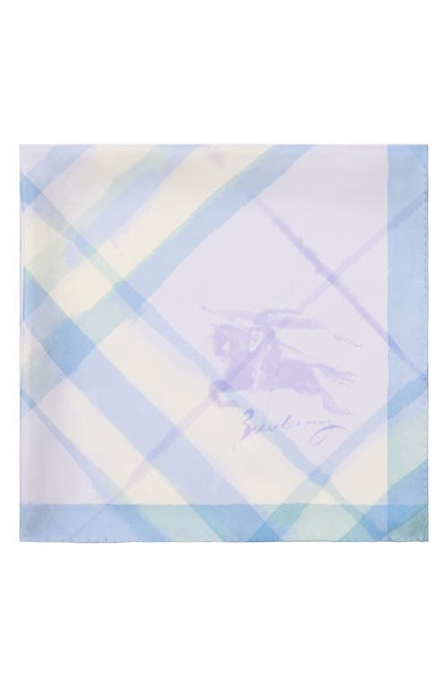 Burberry Watercolor Check Ekd Silk Twill Square Scarf In Blue