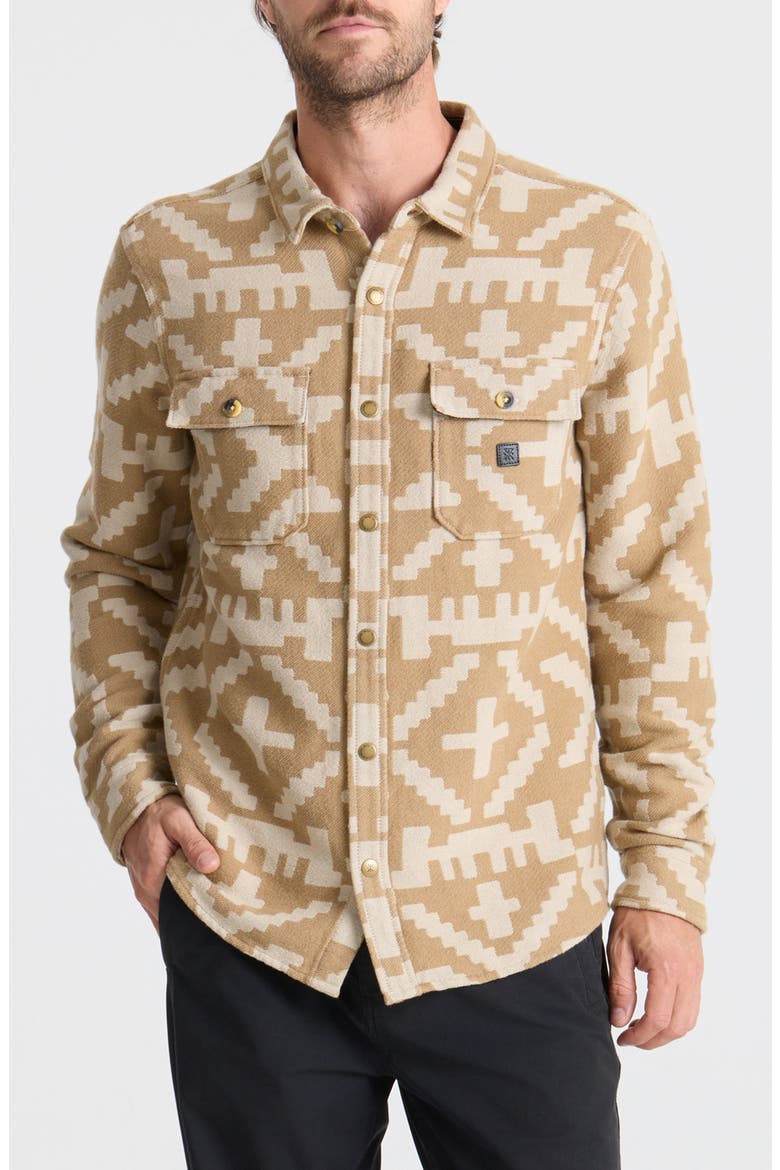 Nordsman Jacquard Flannel Snap-Up Overshirt, Main, color, LIGHT KHAKI