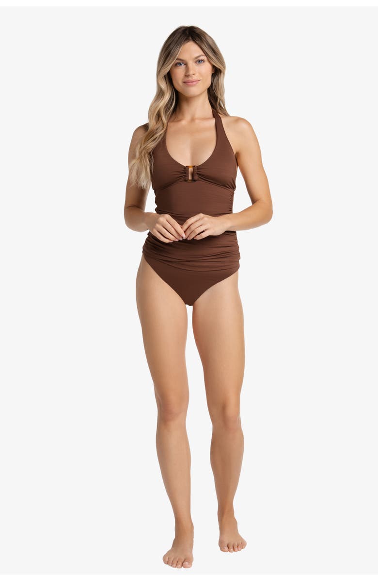 HELEN JON Mara Tortoise Tankini, Alternate, color, Textured Chocolate Brown