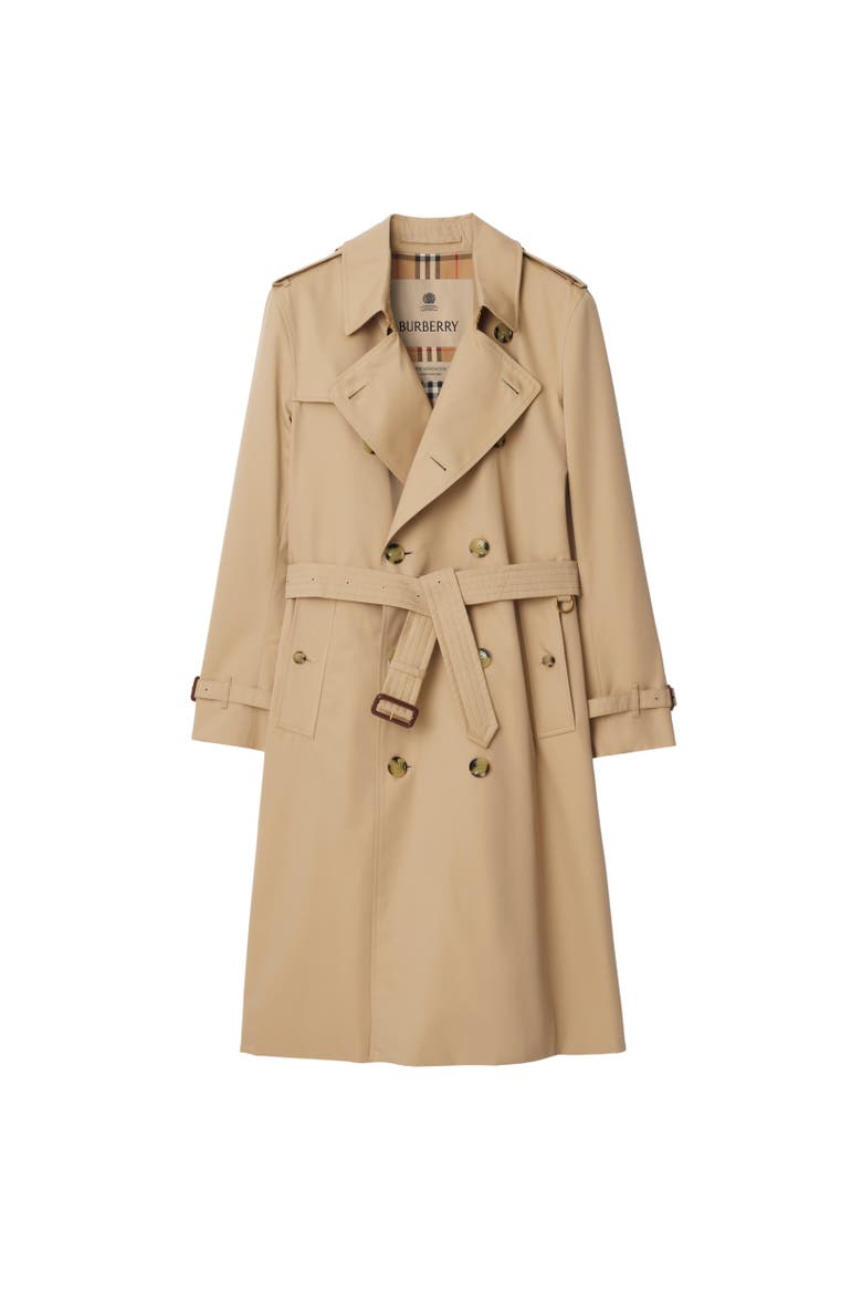 Long Kensington Heritage Trench Coat, Alternate, color, Honey beige