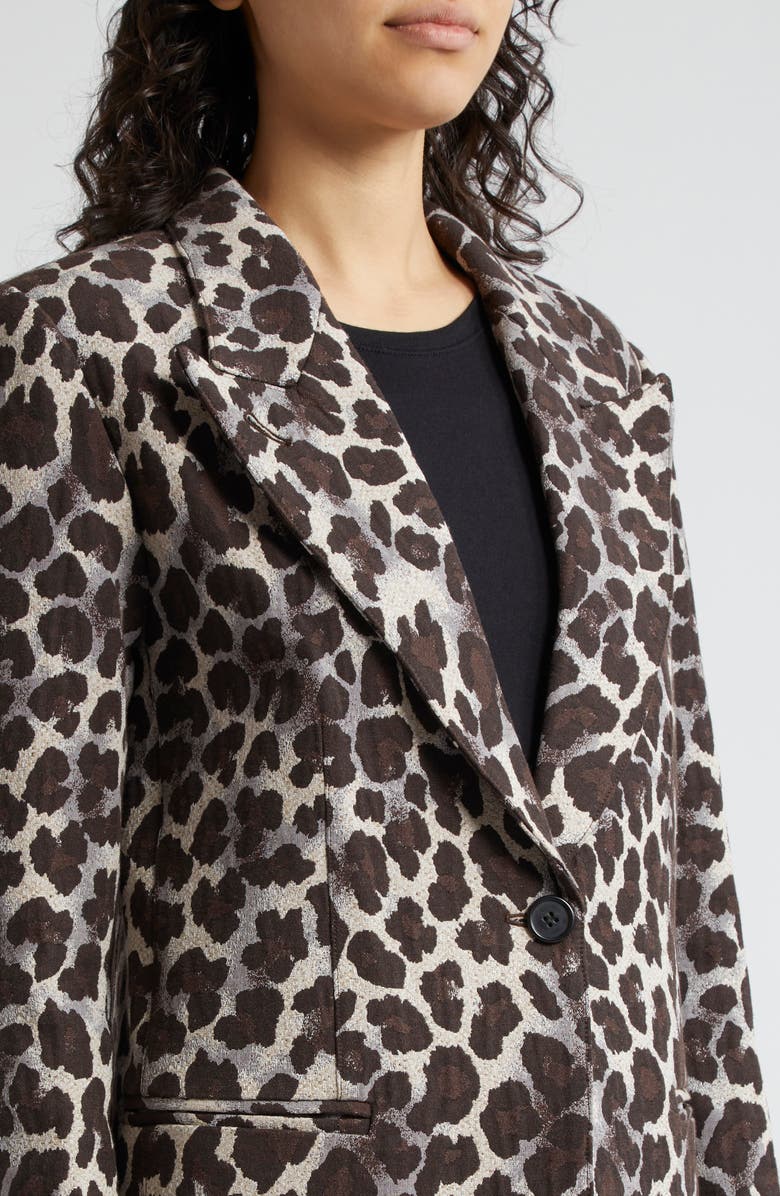 Smythe Leopard Jacquard Cotton Blend Blazer, Alternate, color, 