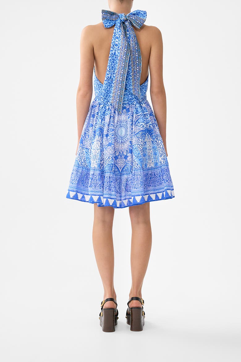 Ruffle Hem Halter Short Dress, Alternate, color, The Bosphorous