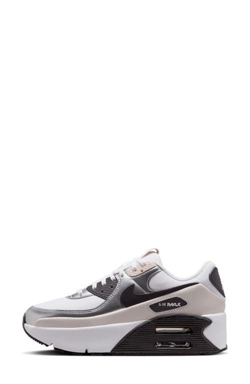 Nike Air Max 90 Lv8 Platform Sneaker In White/black/silver