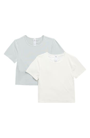 Yogalicious 2-pack Tara Heavenly Rib Crop T-shirts In Multi