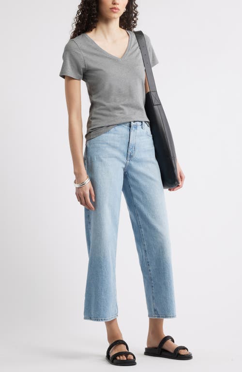 Nordstrom Everyday V-neck Pima Cotton Blend T-shirt In Gray