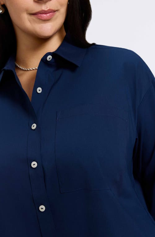 Foxcroft Marina Button-up Shirt In Navy