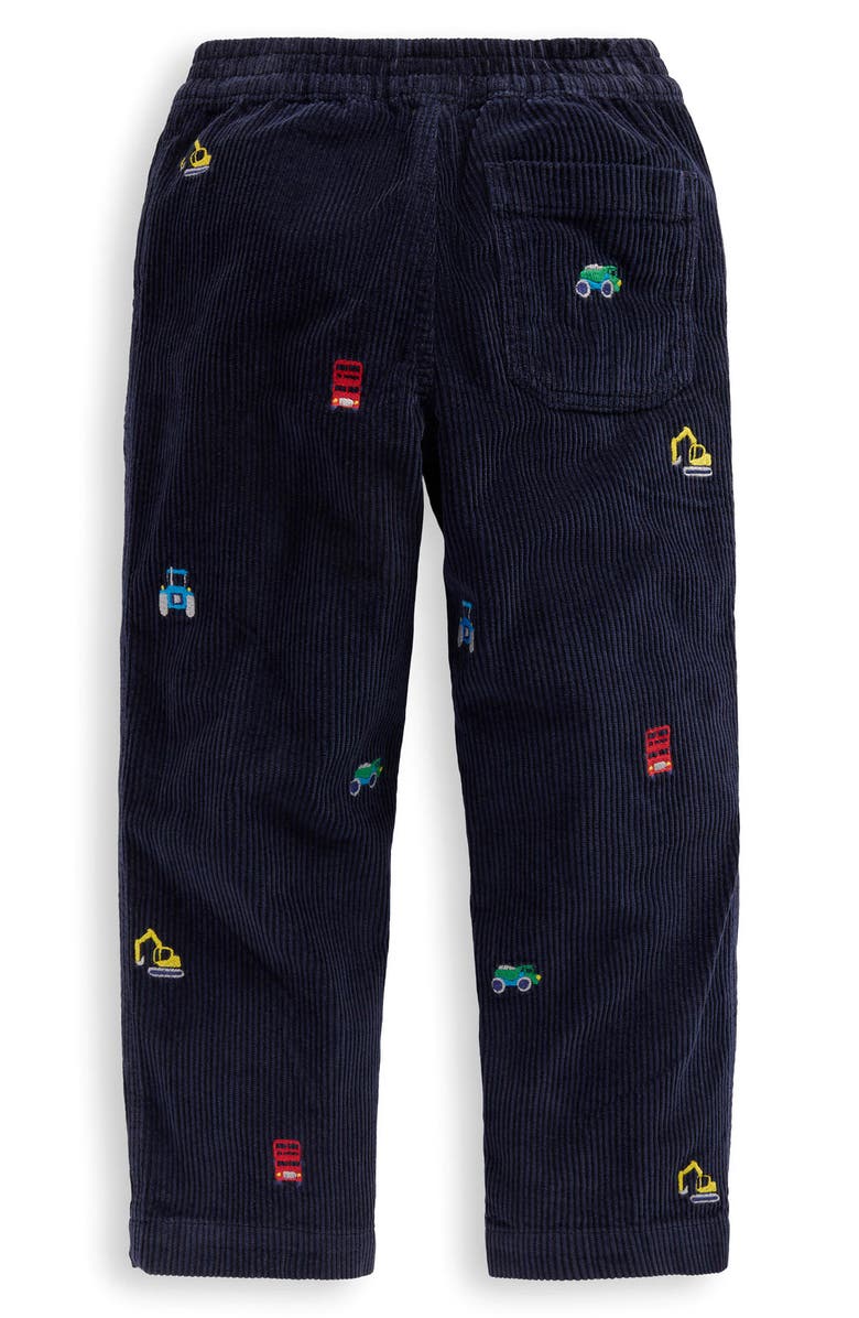 Mini Boden Kids' Construction Embroidered Corduroy Pull-On Pants, Alternate, color, Construction Embroidery