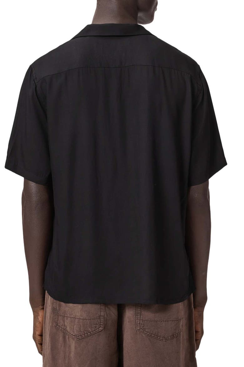 Parsons Floral Camp Shirt, Alternate, color, JET BLACK