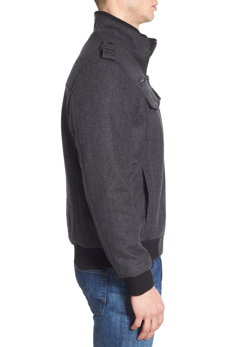 Wool Blend Bomber Jacket, Alternate, color, CHARCOAL