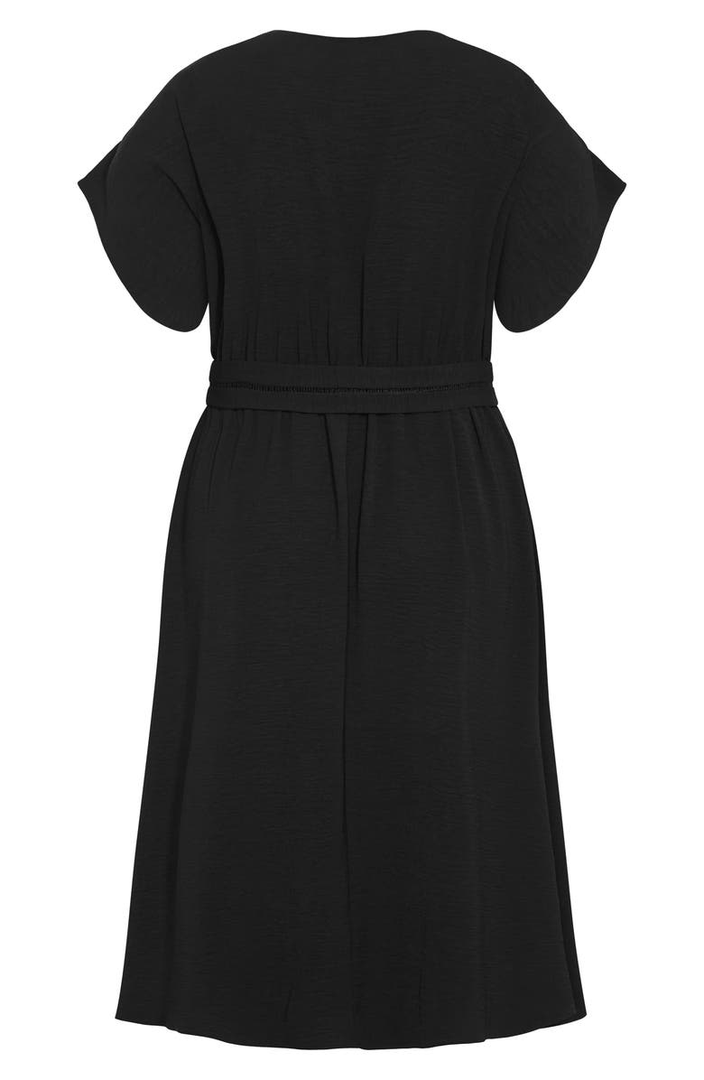 City Chic Maya Tie Belt Midi Dress, Alternate, color, Black