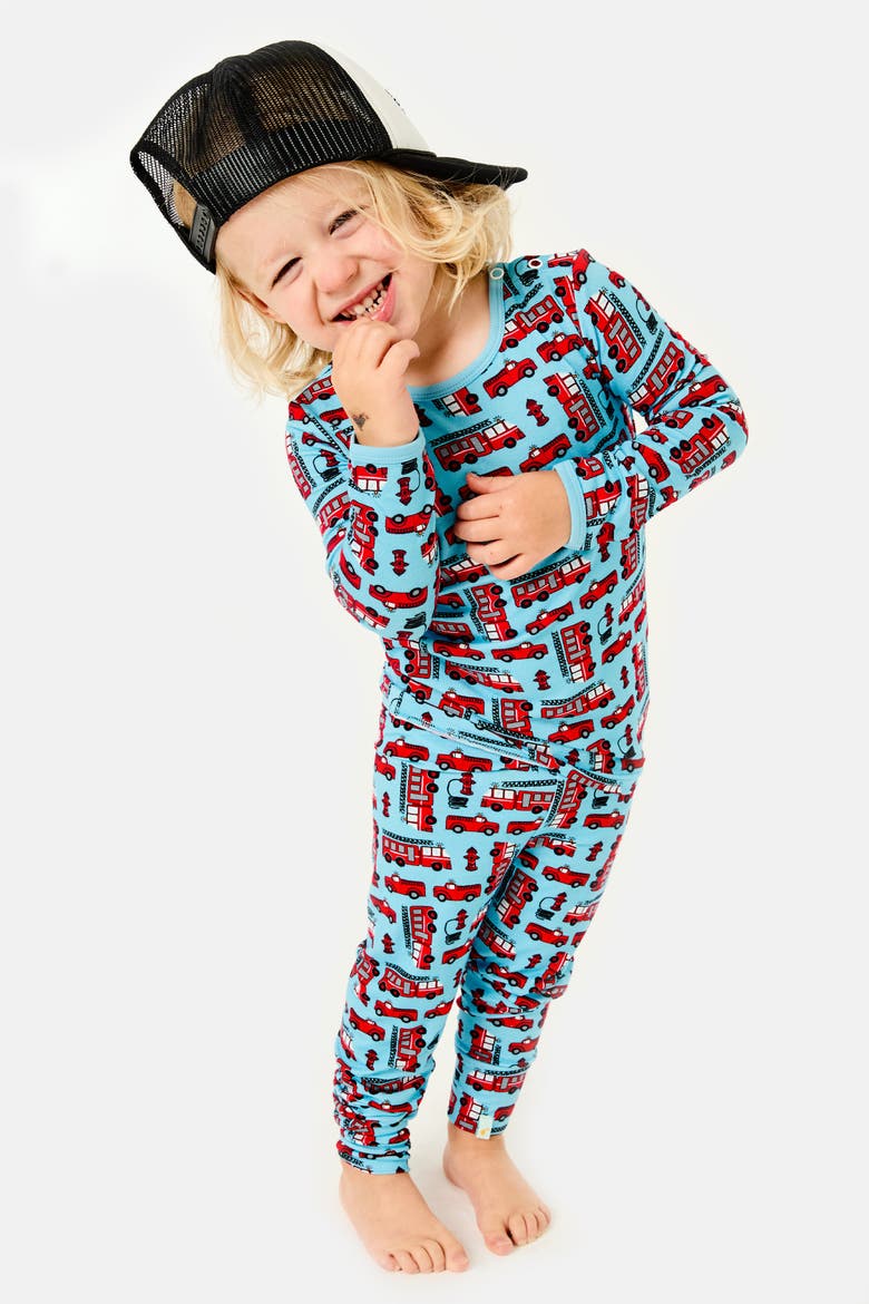 Long Sleeve Pajama Set - Fire Trucks, Main, color, Fire Trucks