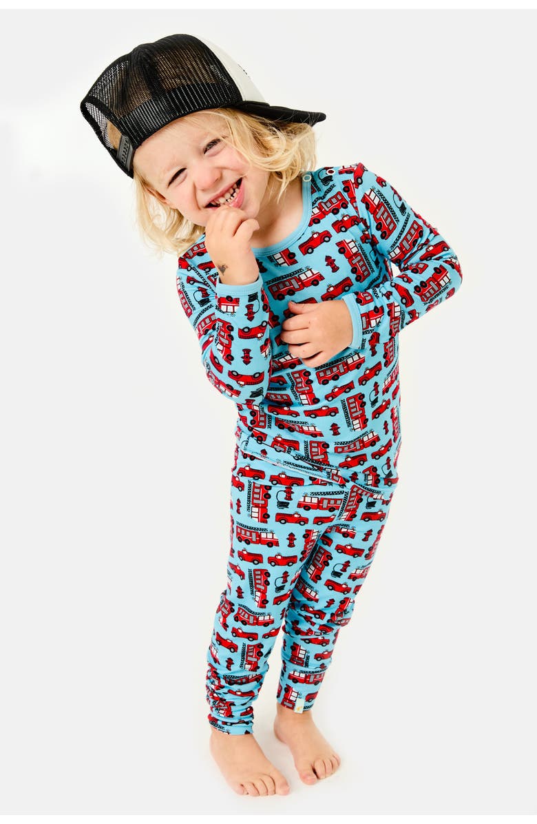Clover Baby & Kids Long Sleeve Pajama Set - Fire Trucks, Main, color, Fire Trucks