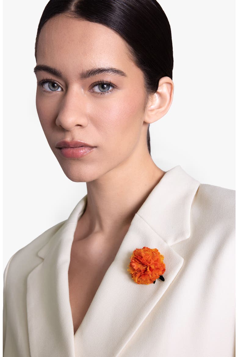 The Mini Marigold Floral Brooch, Alternate, color, Orange