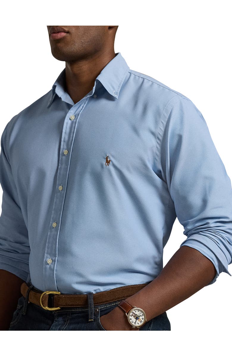 Polo Ralph Lauren Big & Tall Performance Oxford Twill Shirt, Alternate, color, Blue