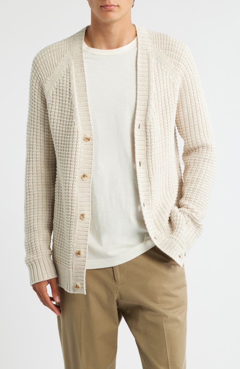 Treasure & Bond Textured Cotton Cardigan, Main, color, Ivory Marl