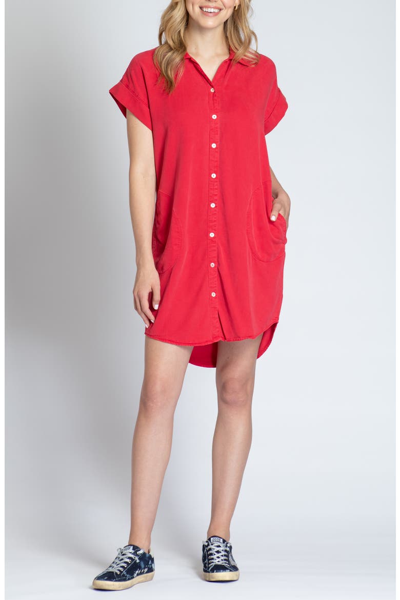Short Sleeve Shirtdress, Main, color, RED
