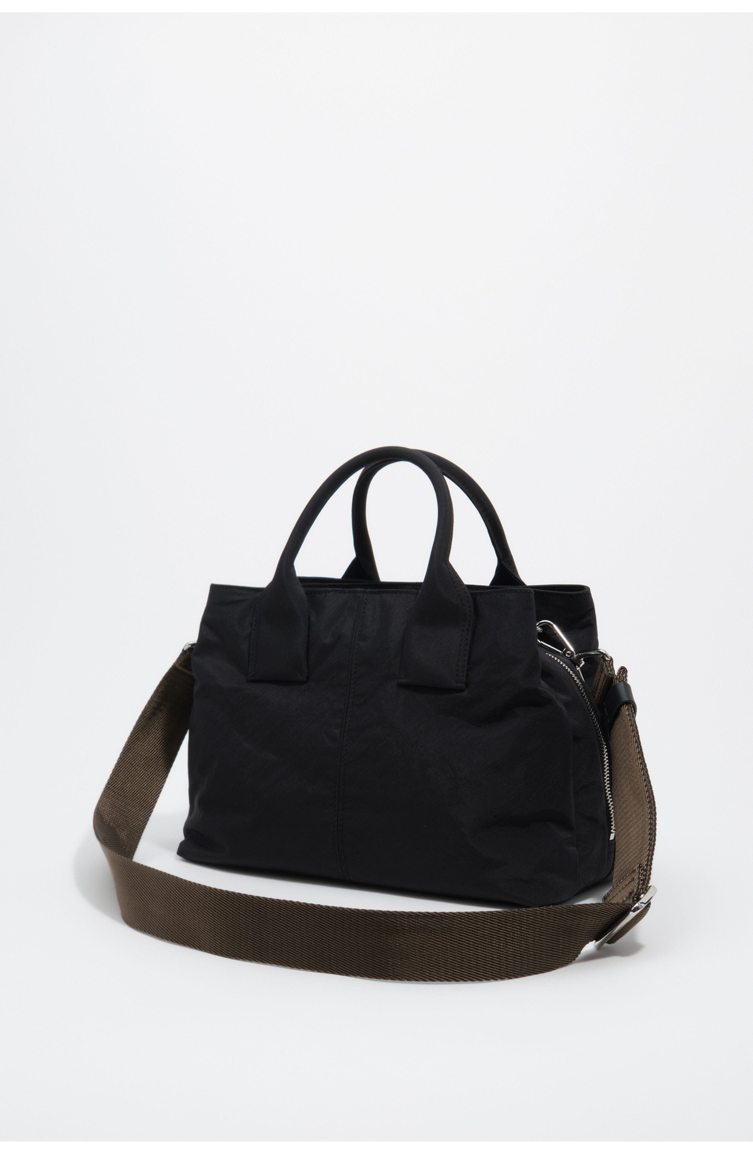 Large Nylon Pocket Handbag, Alternate, color, BLACK