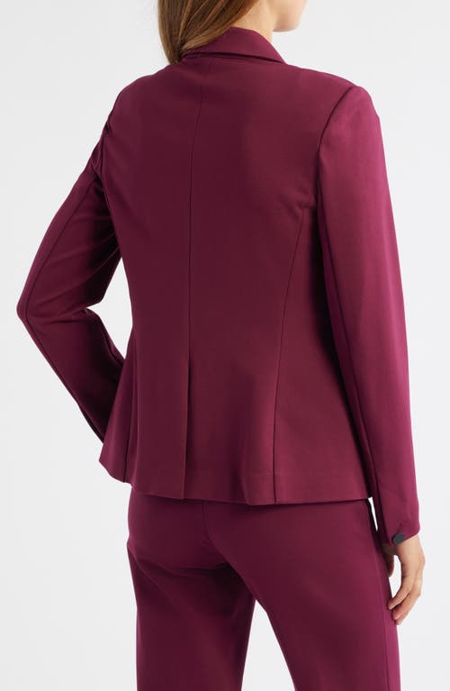 Anne Klein Womens Double Button Triple Pocket Peak Lapel Jacket Sequined Short Sleeve Triple Mesh Top Solid Wid In Burgundy
