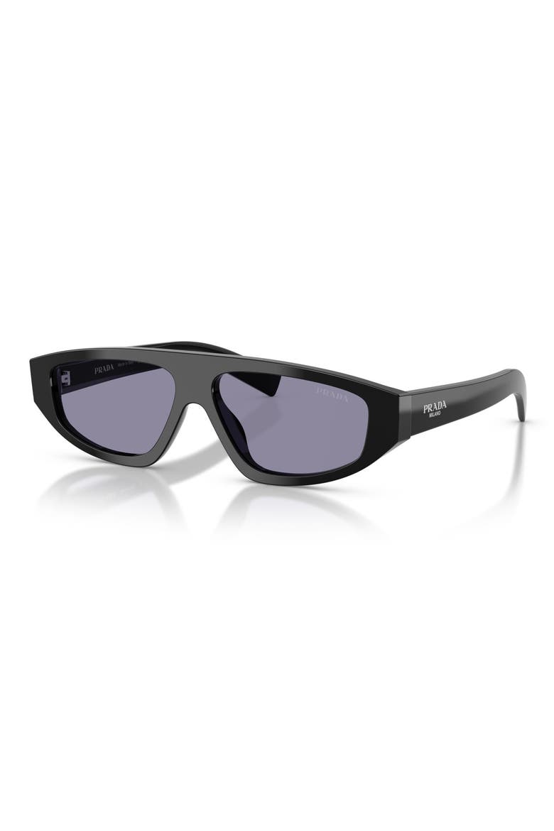 57mm Irregular Sunglasses, Alternate, color, BLACK / VIOLET MIRROR SILVER