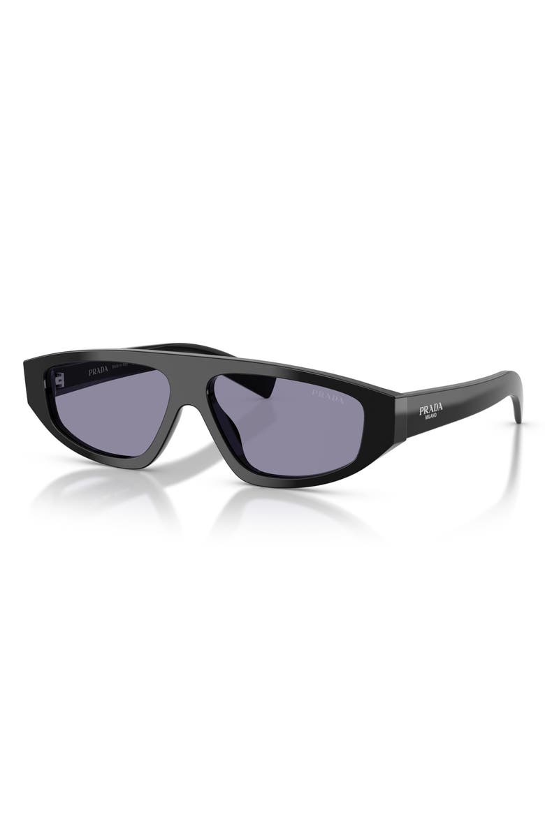Prada 57mm Irregular Sunglasses, Alternate, color, Black / Violet Mirror Silver