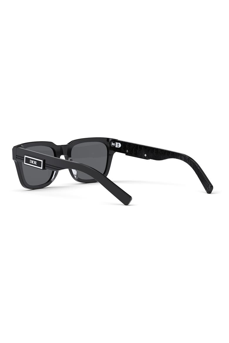 'DiorB23 S1I 53mm Rectangular Sunglasses, Alternate, color, SHINY BLACK / SMOKE