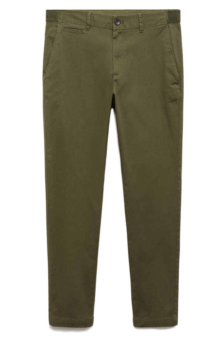 Slim Fit Flat Front Cotton Stretch Twill Chinos, Alternate, color, KHAKI GREEN