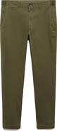 MANGO Slim Fit Flat Front Cotton Stretch Twill Chinos