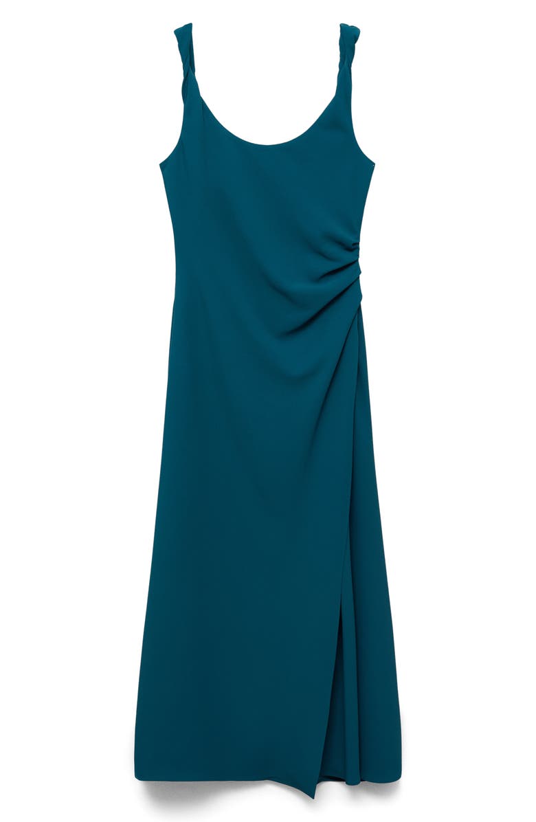 MANGO Ruched Stretch Knit Tank Dress, Alternate, color, Petrol Blue