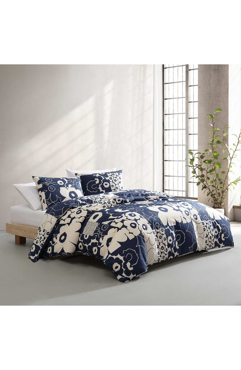 Marimekko Unikko Kollaasi Duver Cover & Shams Set, Alternate, color, Open Dark Blue