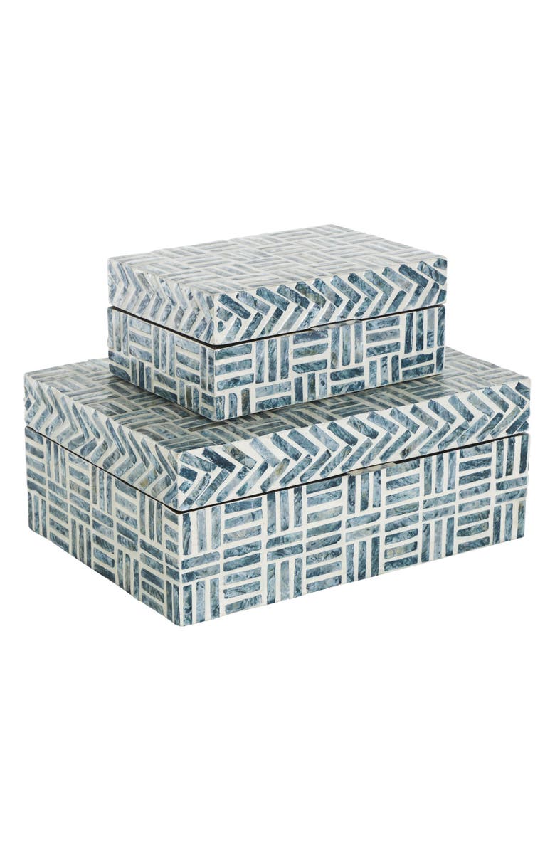UMA Contemporary Set of 2 Decorative Mother of Pearl Boxes, Main, color, 