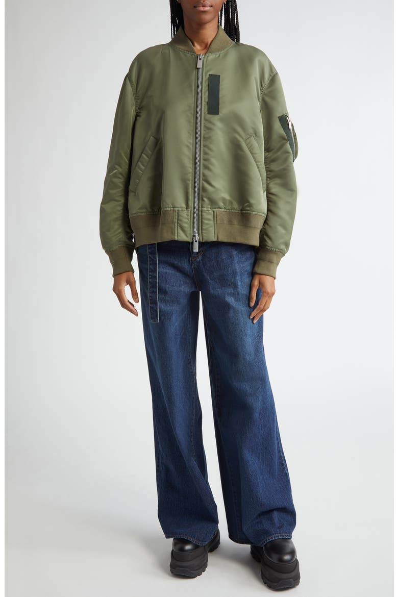 Nylon Twill Bomber Jacket, Alternate, color, KHAKI