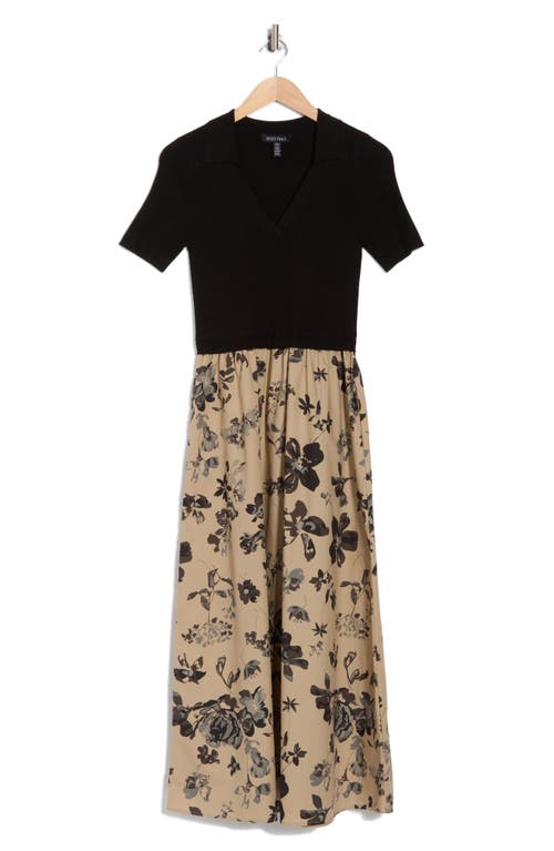 Ellen Tracy Collared Mixed Media Dress In Multi
