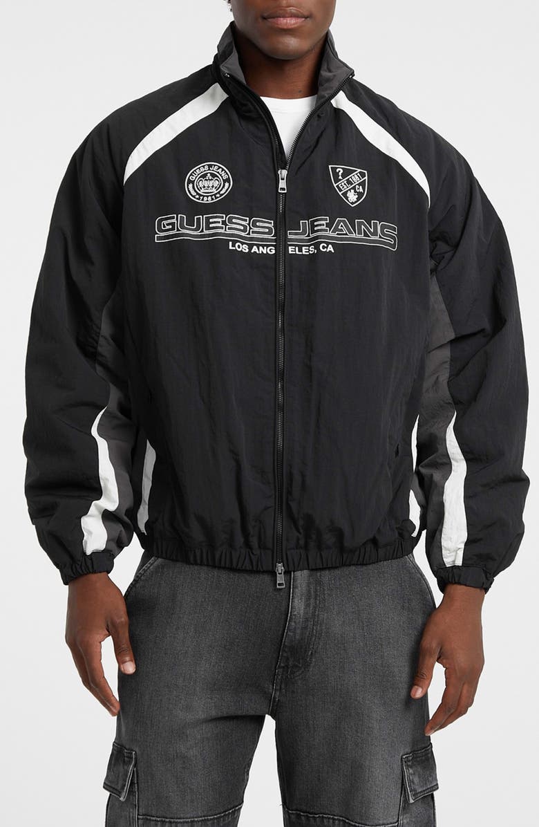 GUESS JEANS Logo Wind Breaker Jacket, Alternate, color, Jet Black